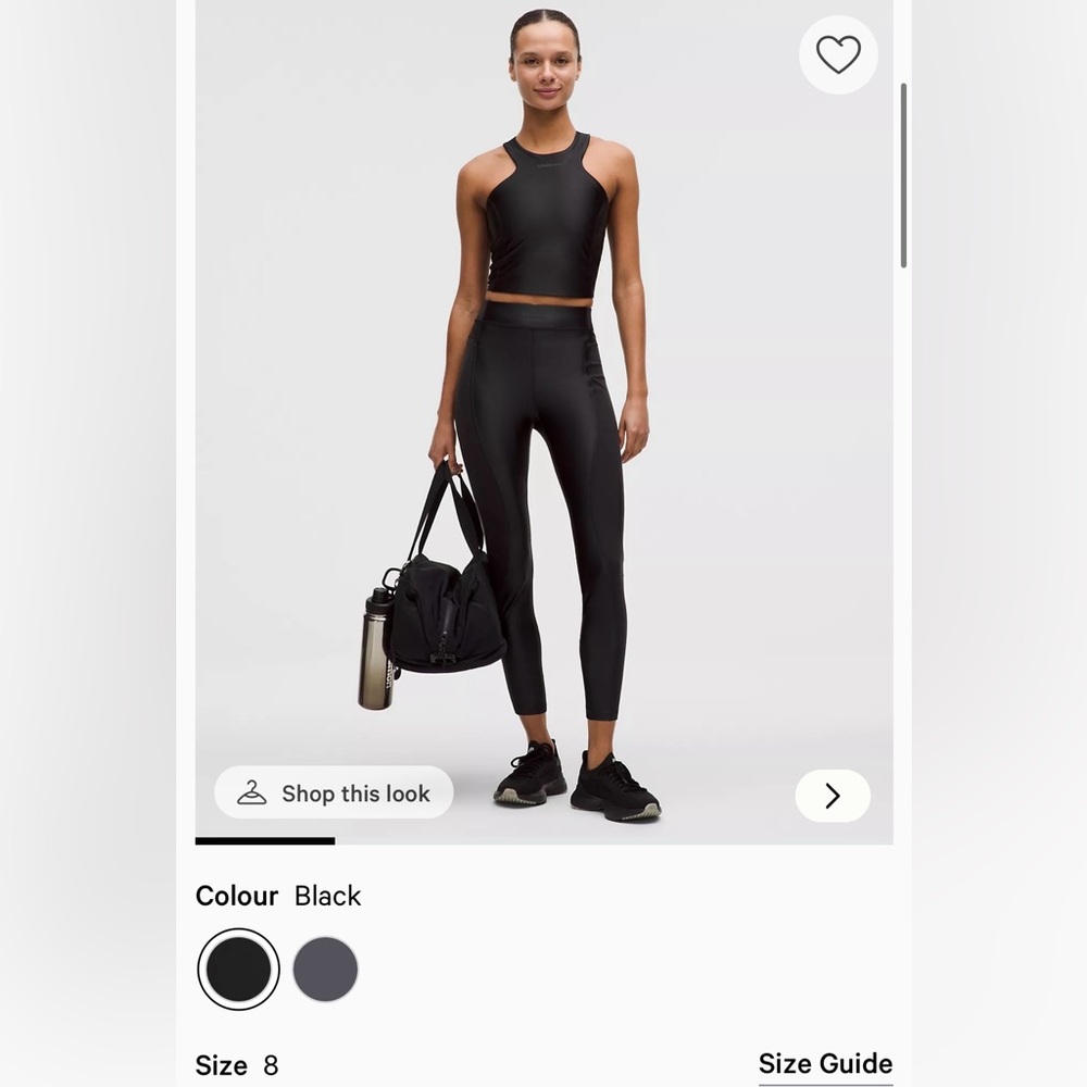 New with tag Lululemon Black Sz10 Satin Shine Panelled High-Rise Tight 25"